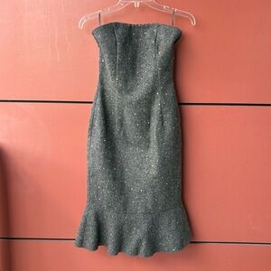 Moschino Wool Cocktail Dress New Years Sparkle Strapless Zip Up Size 2